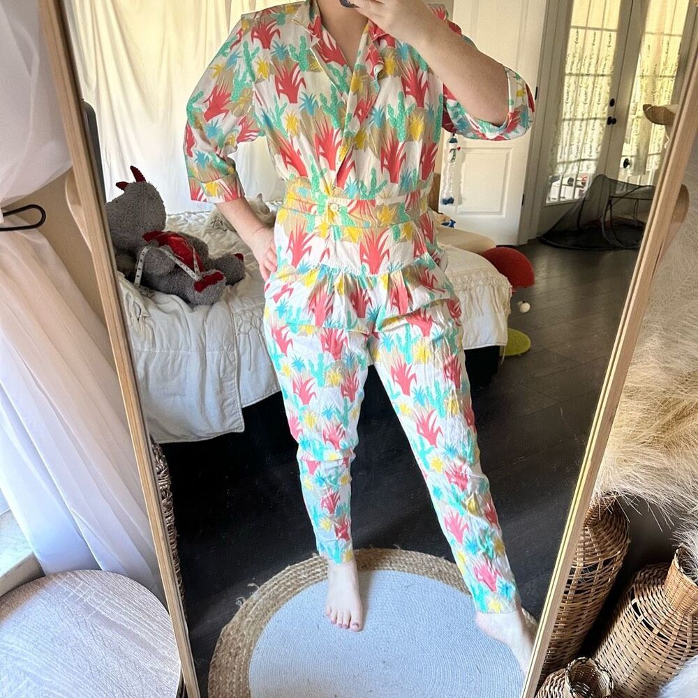 Vintage Wish You Were Here Women’s 6 Cactus Multicolored Jumpsuit